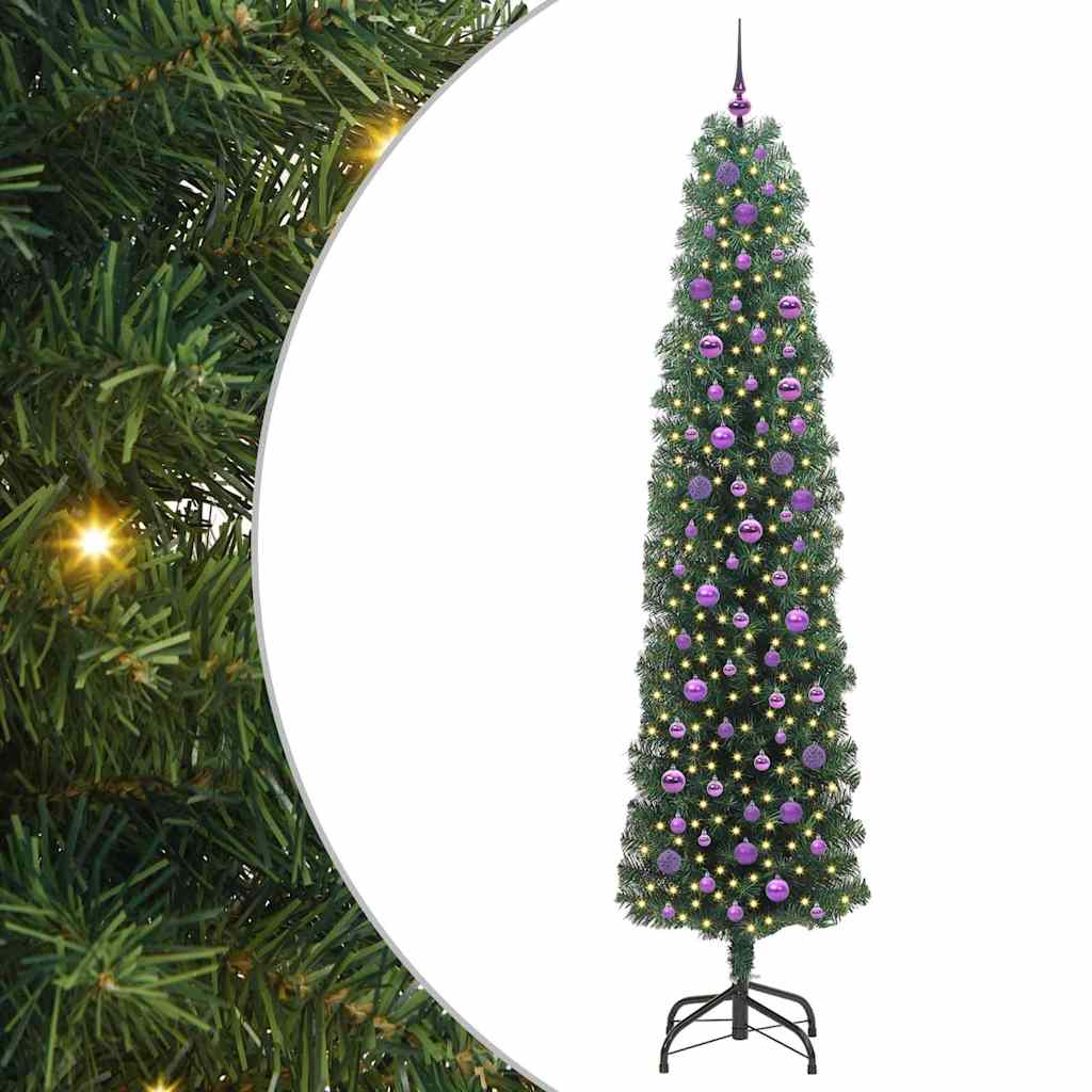 Kunstig juletre med 300 LED grønn 240 cm PVC og stål og plast vidaXL