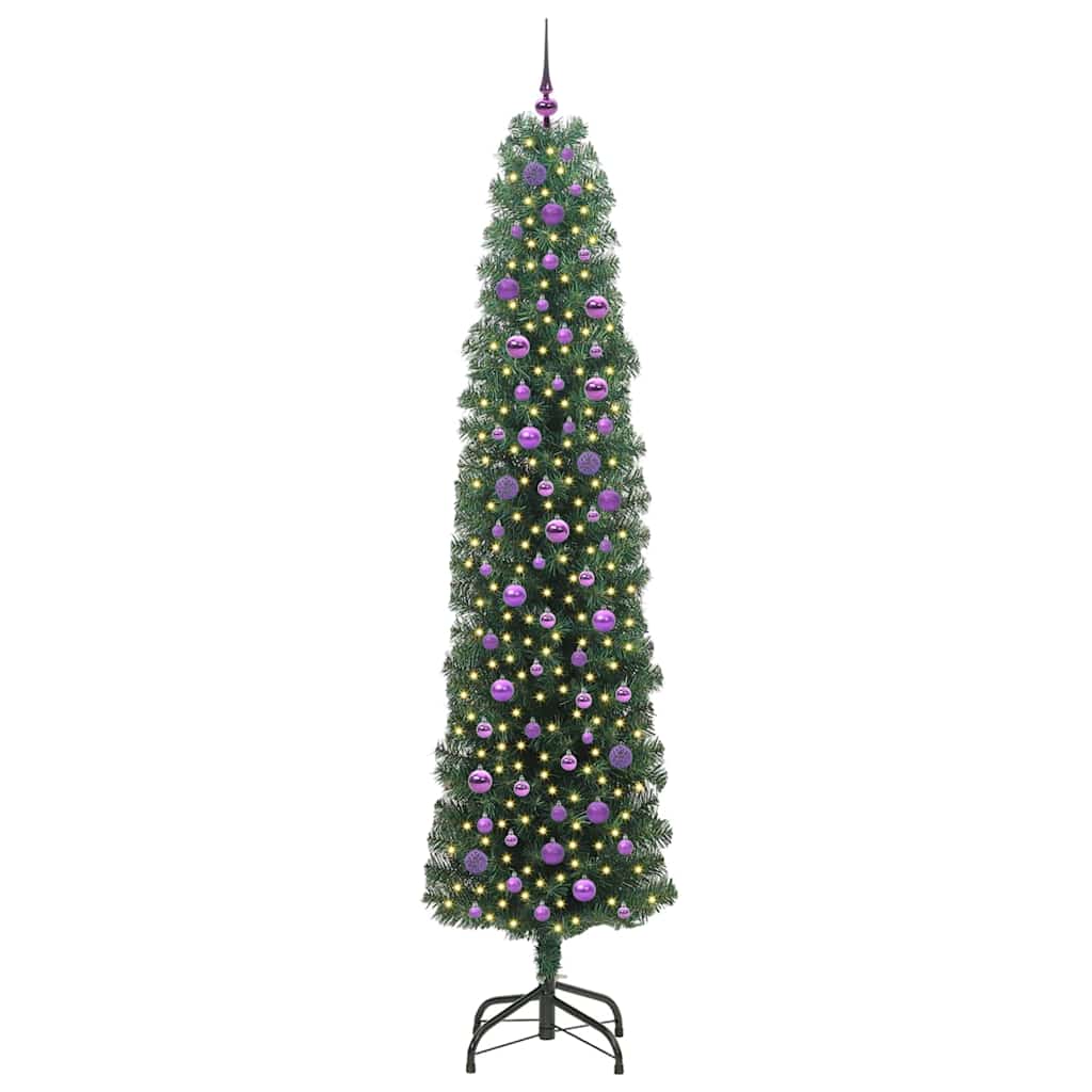 Kunstig juletre med 300 LED grønn 240 cm PVC og stål og plast vidaXL