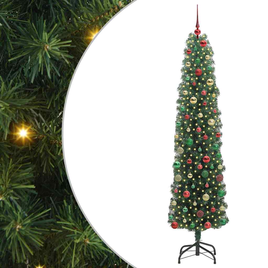 Kunstig juletre med 300 LED grønn 240 cm PVC og stål og plast
