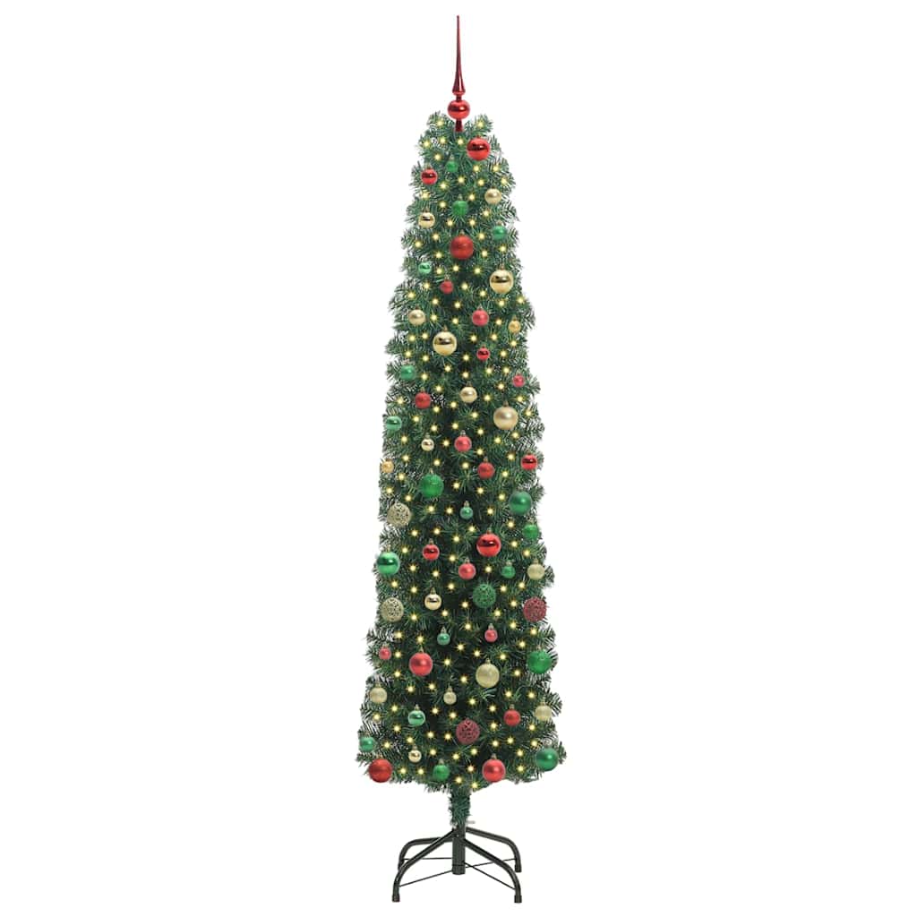 Kunstig juletre med 300 LED grønn 240 cm PVC og stål og plast