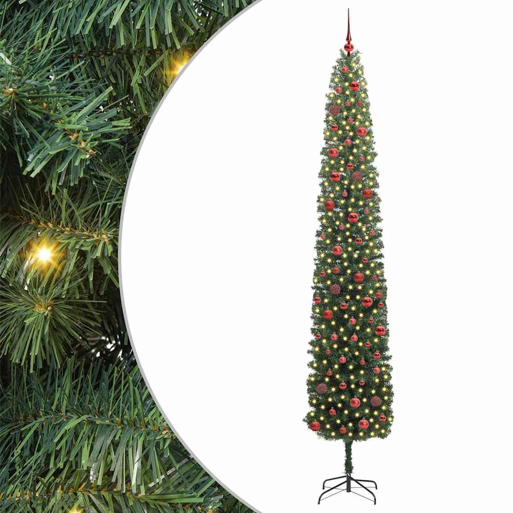 Kunstig juletre med 300 LED grønn 270 cm PVC og stål og plast