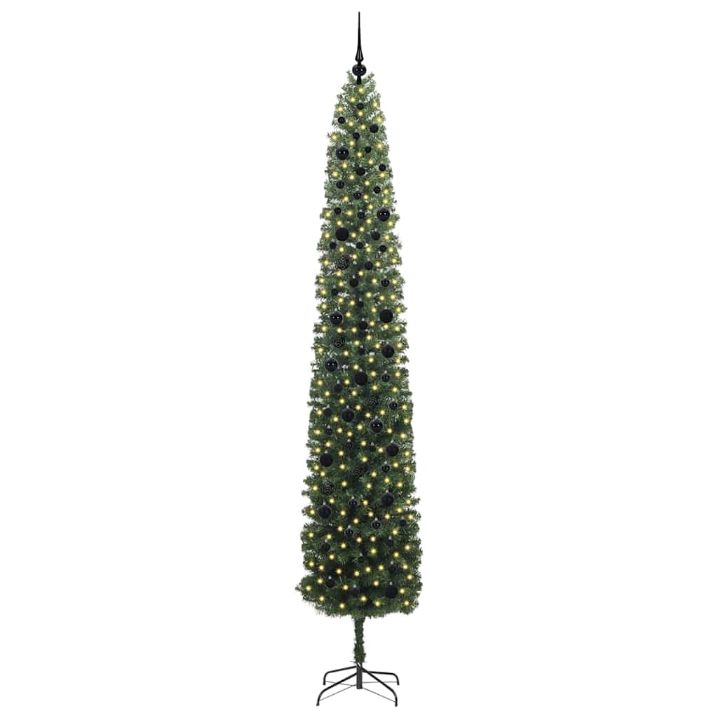 Kunstig juletre med 300 LED grønn 270 cm PVC og stål og plast vidaXL