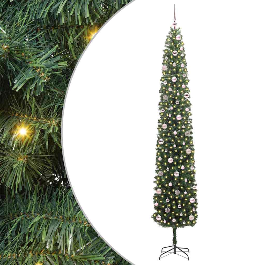 Kunstig juletre med 300 LED grønn 270 cm PVC og stål og plast vidaXL