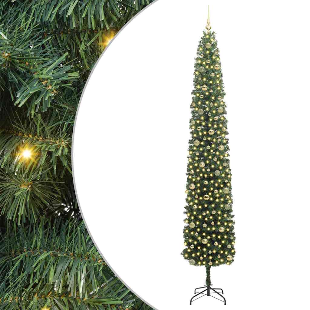 Kunstig juletre med 300 LED grønn 270 cm PVC og stål og plast