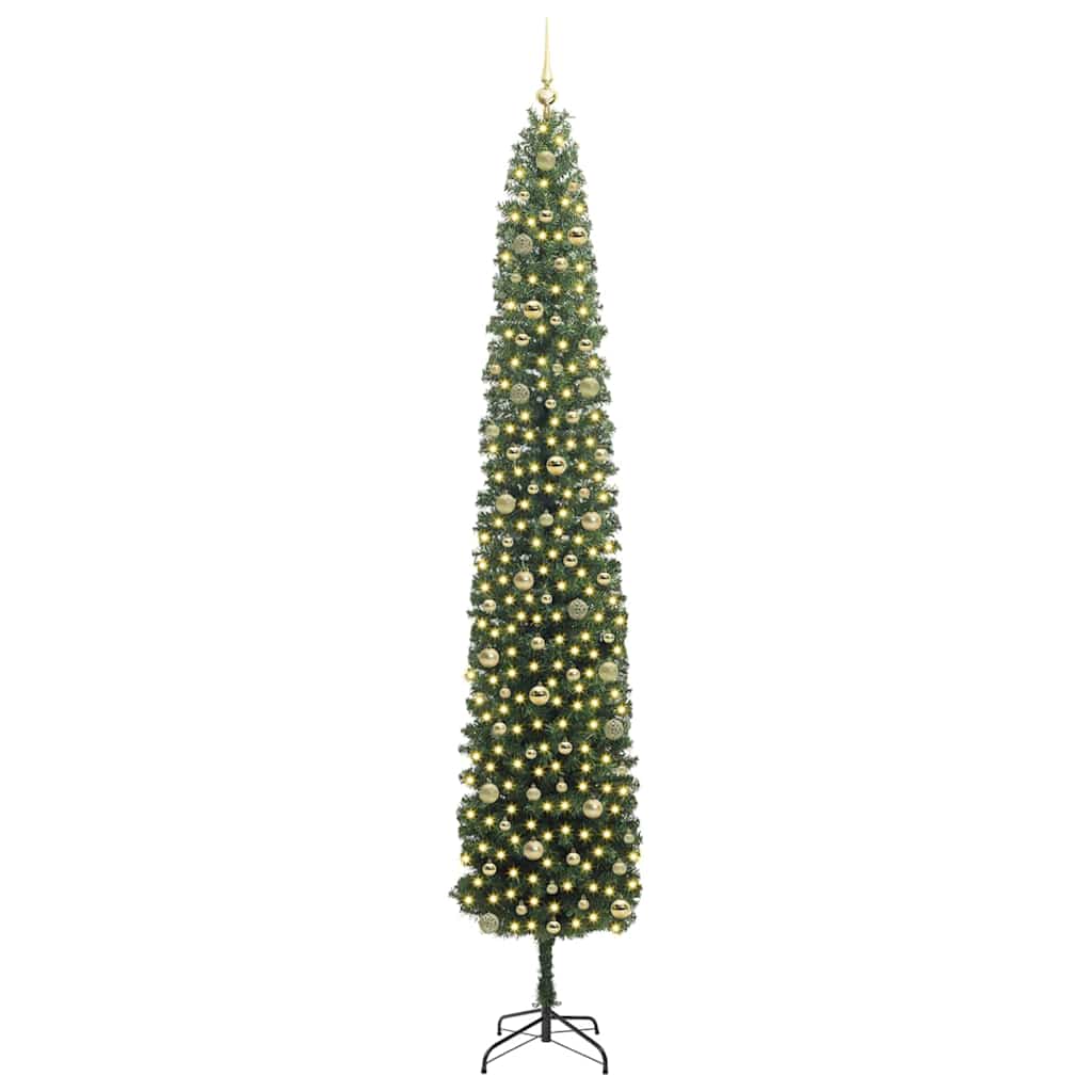 Kunstig juletre med 300 LED grønn 270 cm PVC og stål og plast