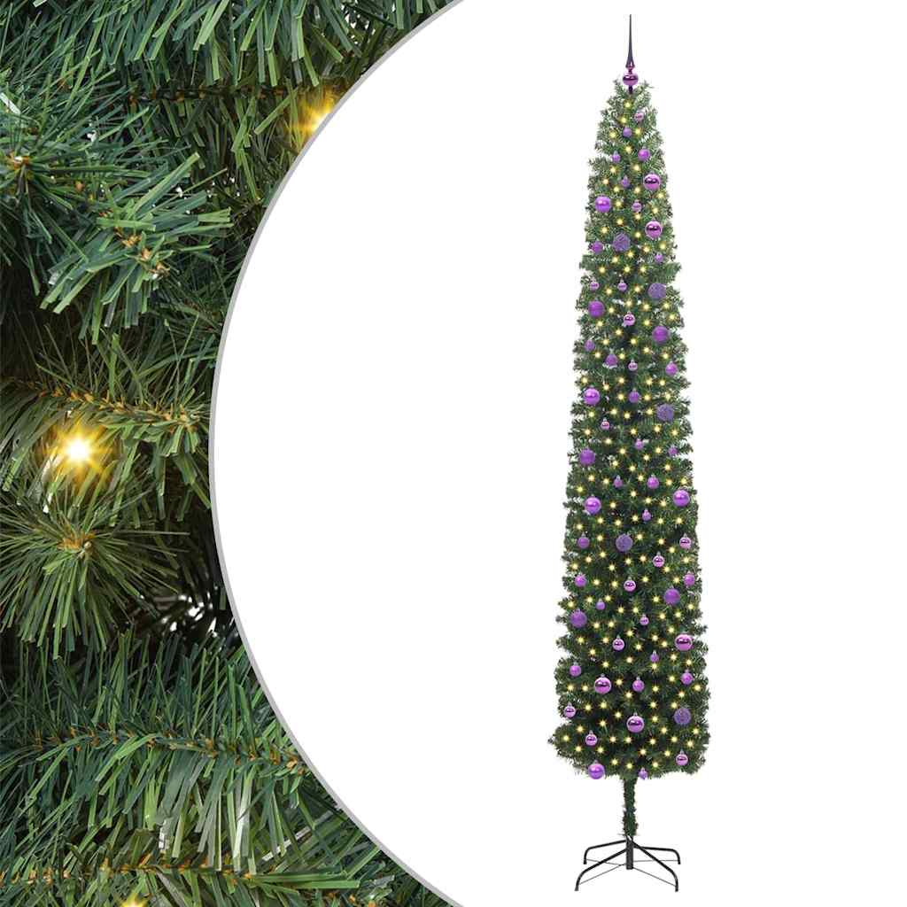 Kunstig juletre med 300 LED grønn 270 cm PVC og stål og plast vidaXL