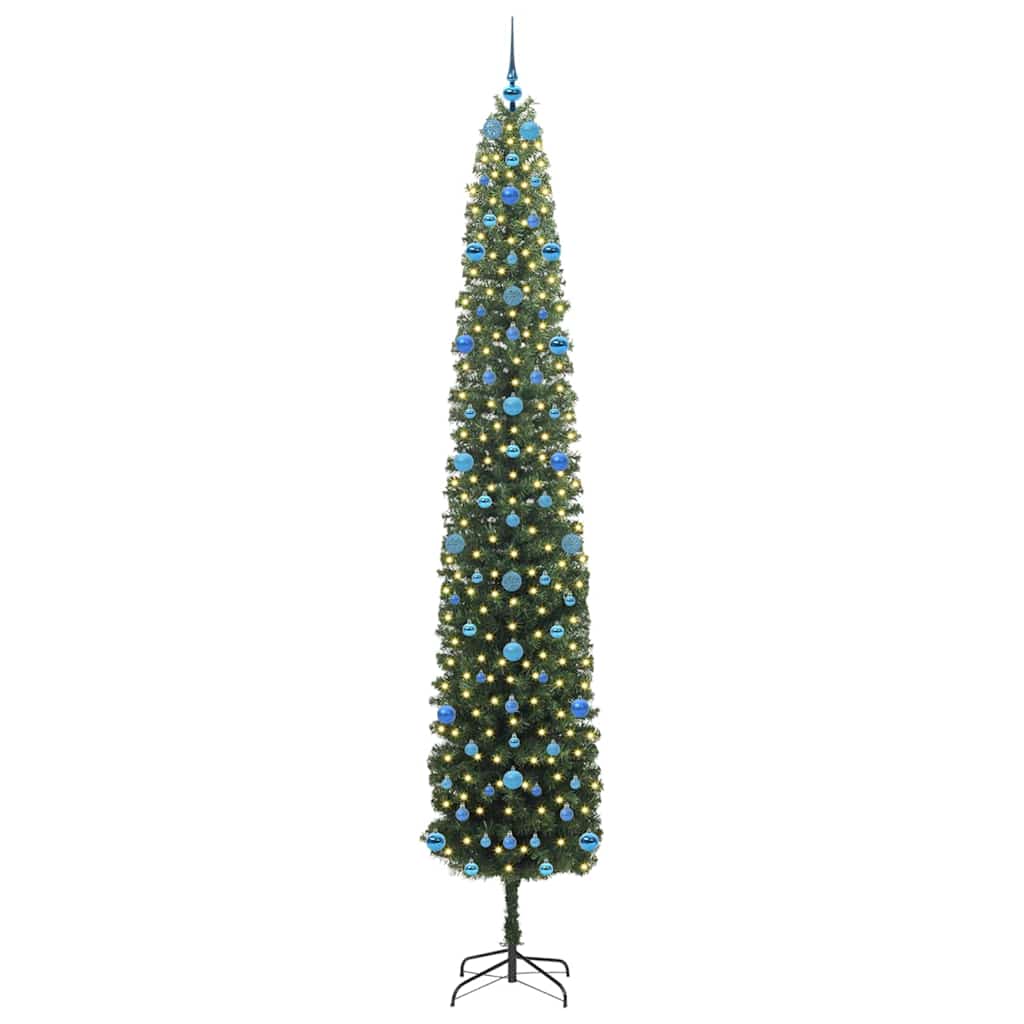 Kunstig juletre med 300 LED grønn 270 cm PVC og stål og plast vidaXL