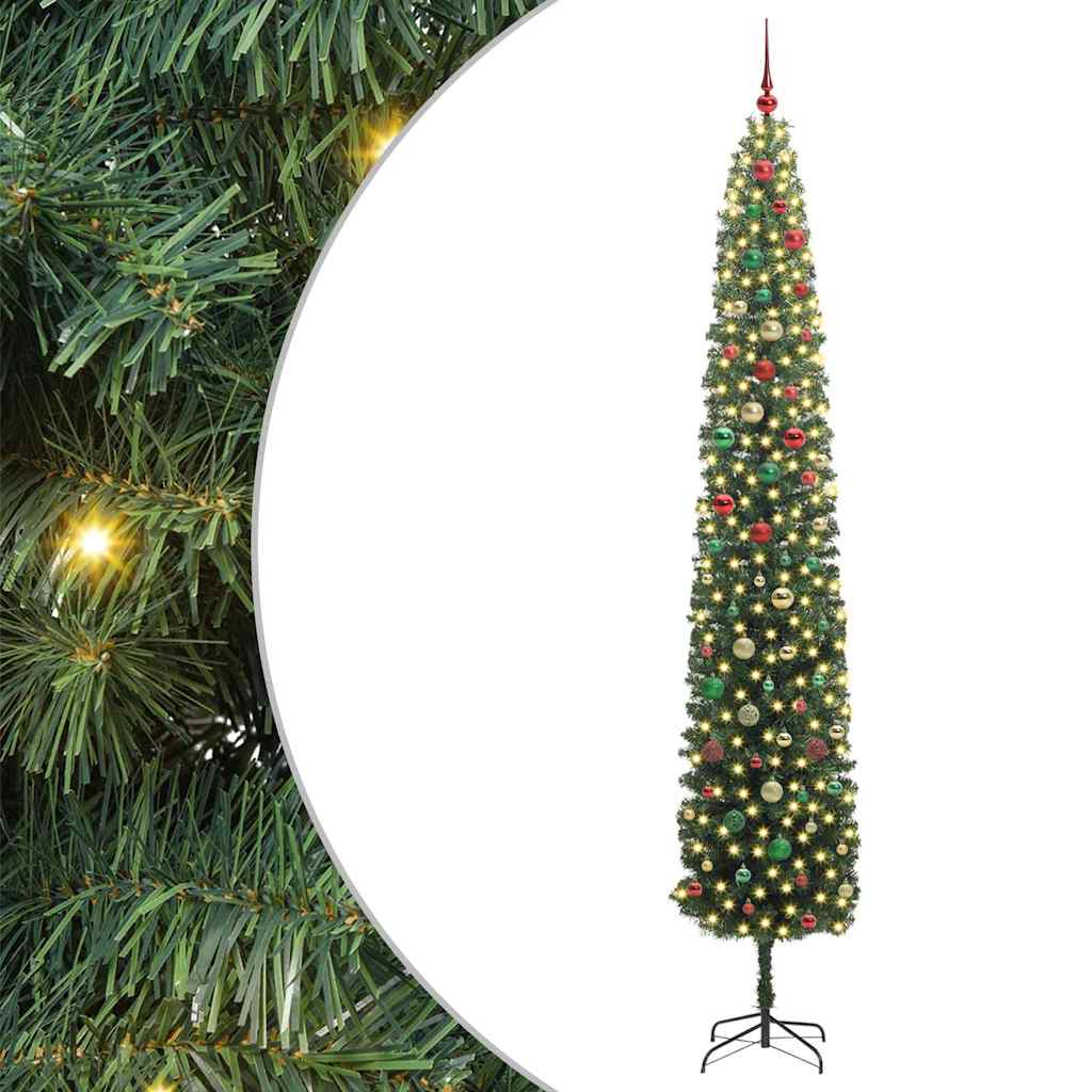 Kunstig juletre med 300 LED grønn 270 cm PVC og stål og plast