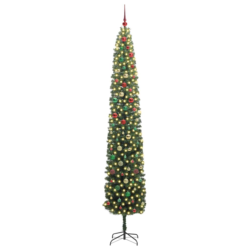 Kunstig juletre med 300 LED grønn 270 cm PVC og stål og plast