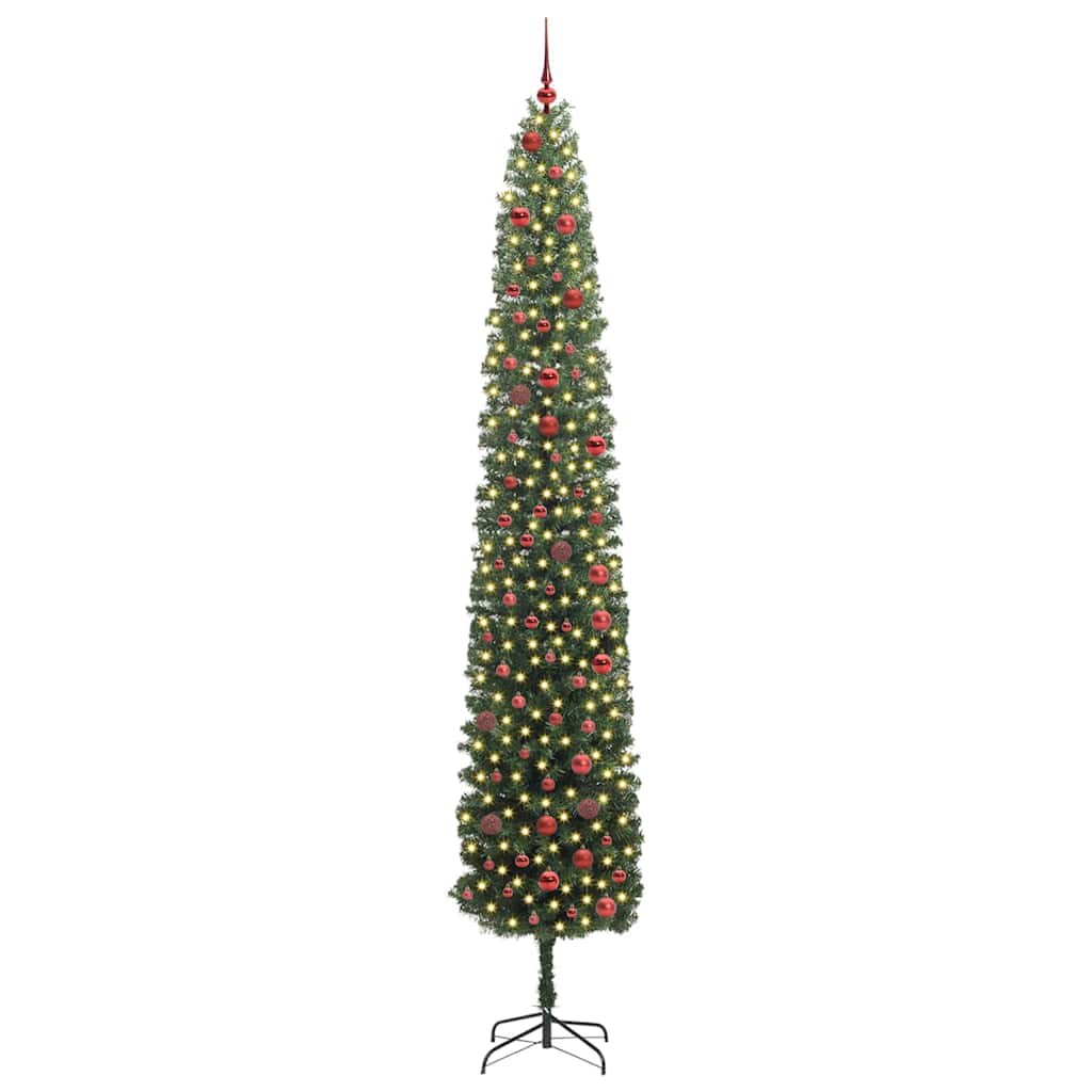 Kunstig juletre med 300 LED grønn 300 cm PVC og stål og plast