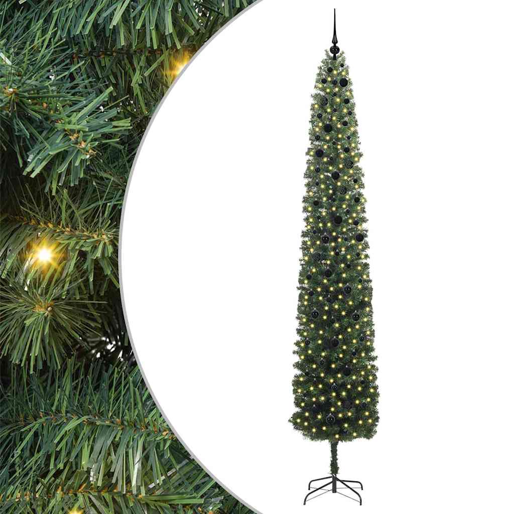 Kunstig juletre med 300 LED grønn 300 cm PVC og stål og plast