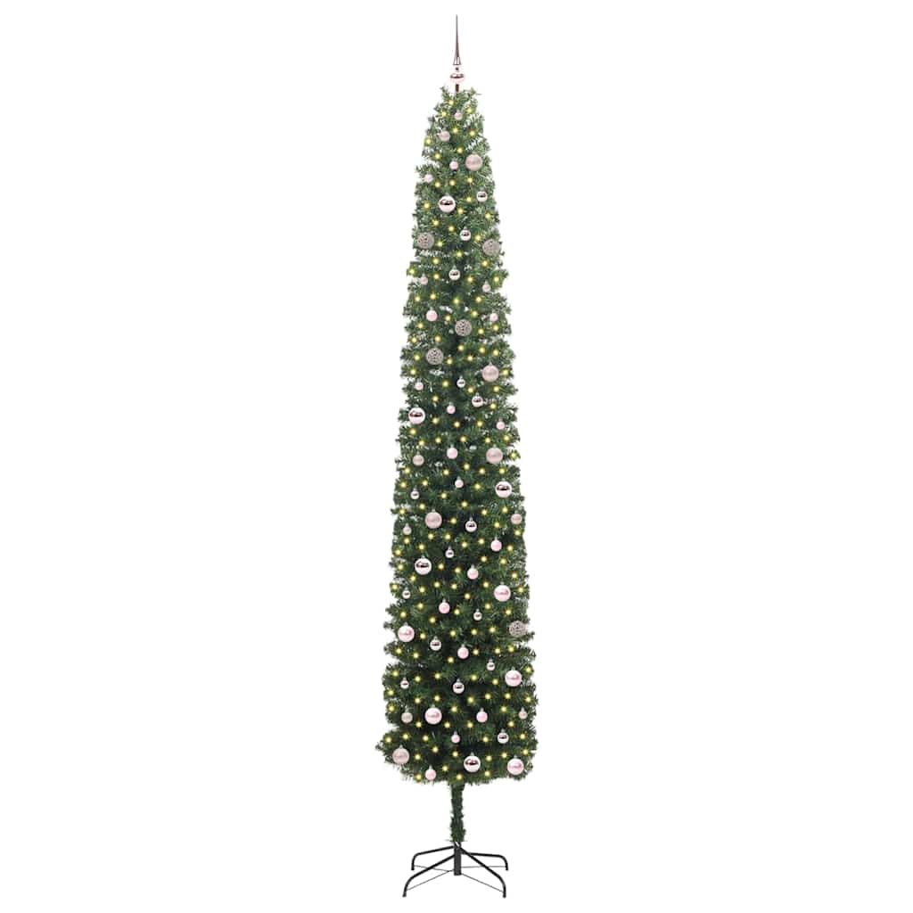 Kunstig juletre med 300 LED grønn 300 cm PVC og stål og plast vidaXL