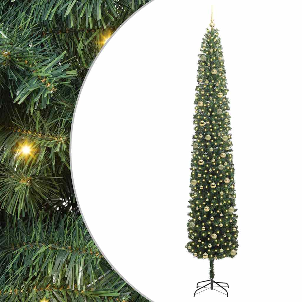 Kunstig juletre med 300 LED grønn 300 cm PVC og stål og plast