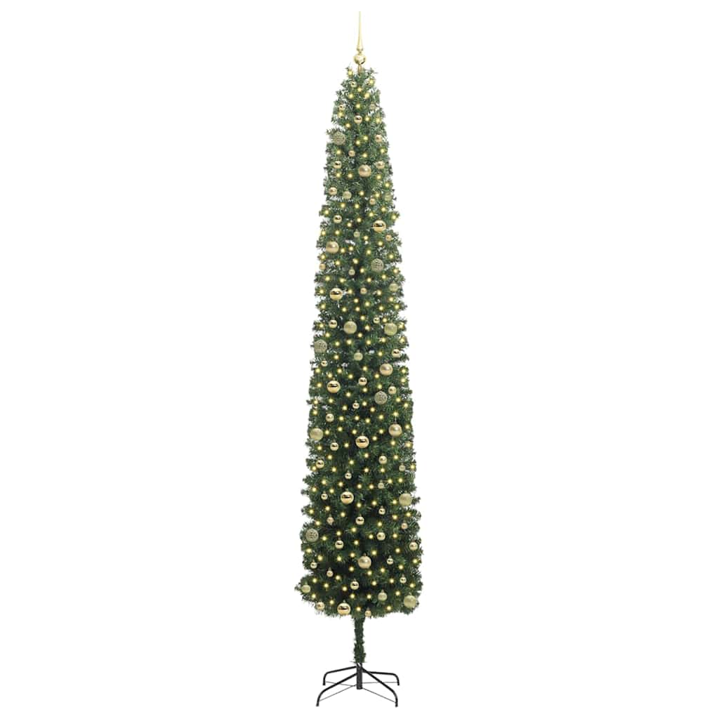 Kunstig juletre med 300 LED grønn 300 cm PVC og stål og plast