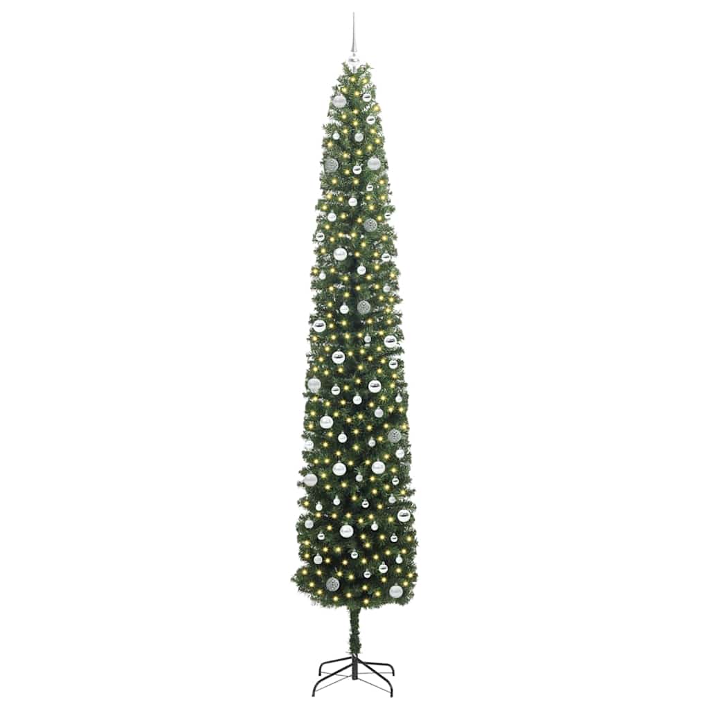Kunstig juletre med 300 LED grønn 300 cm PVC og stål og plast