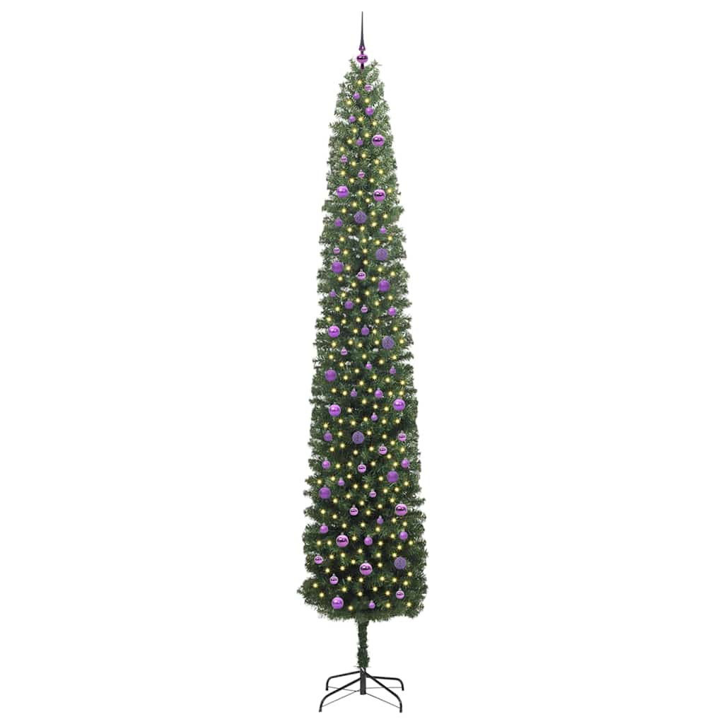 Kunstig juletre med 300 LED grønn 300 cm PVC og stål og plast vidaXL