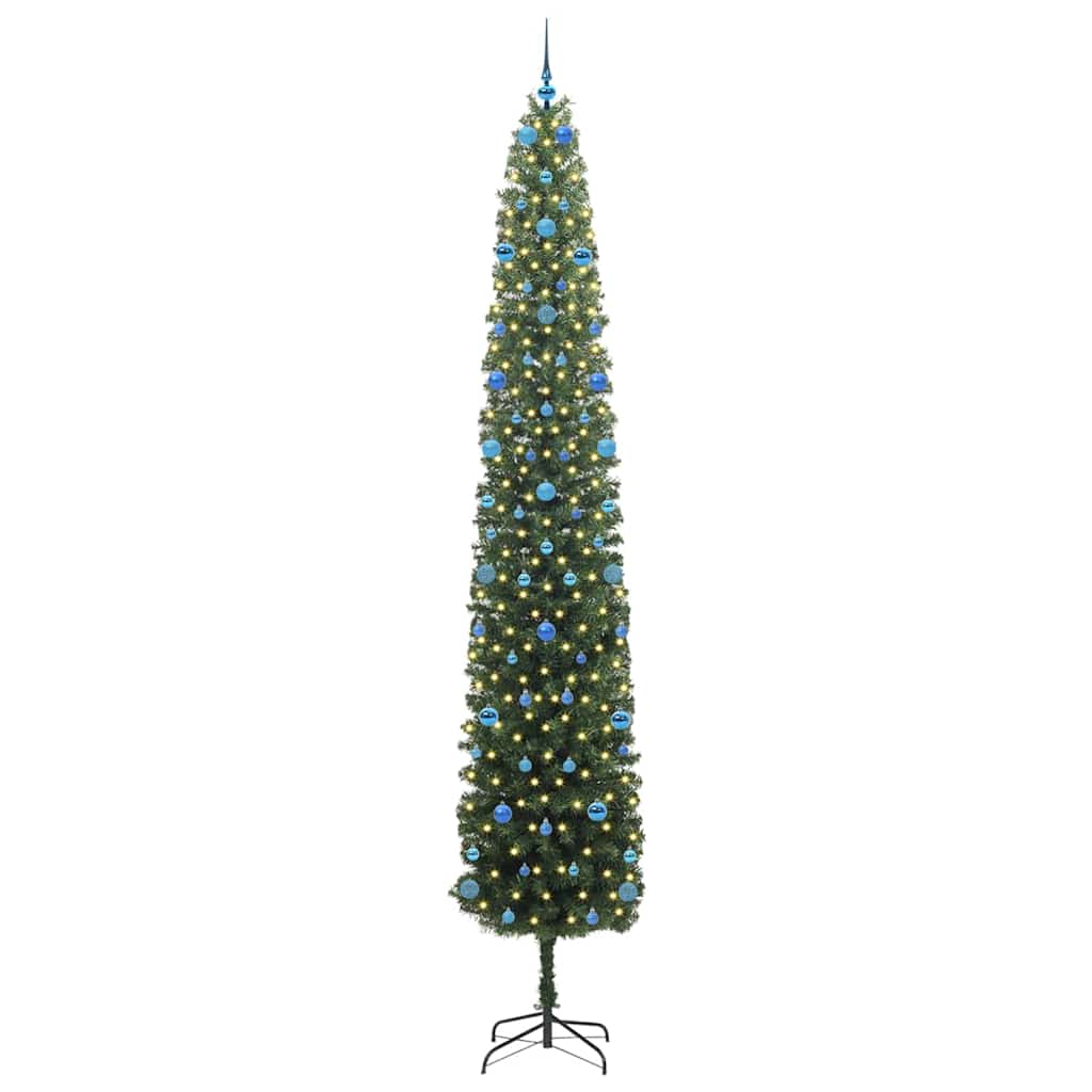 Kunstig juletre med 300 LED grønn 300 cm PVC og stål og plast vidaXL