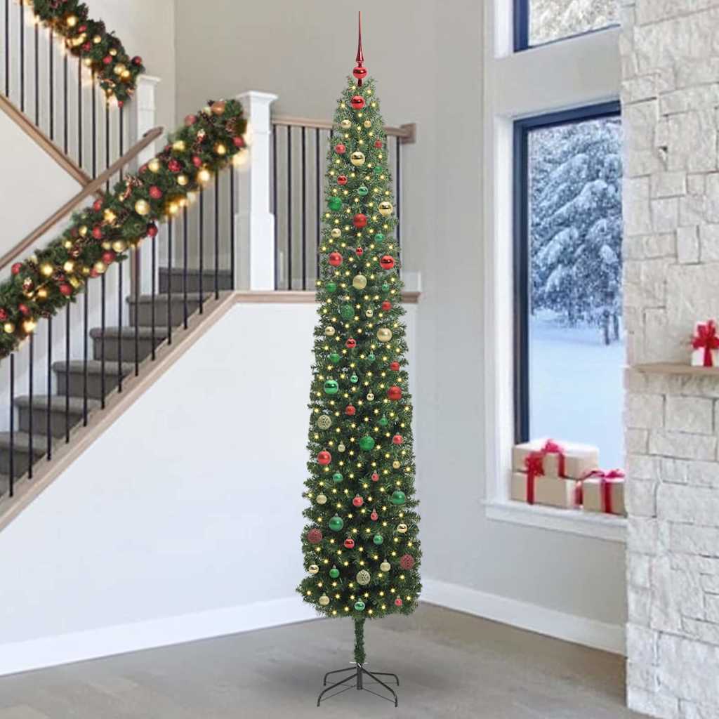 Kunstig juletre med 300 LED grønn 300 cm PVC og stål og plast