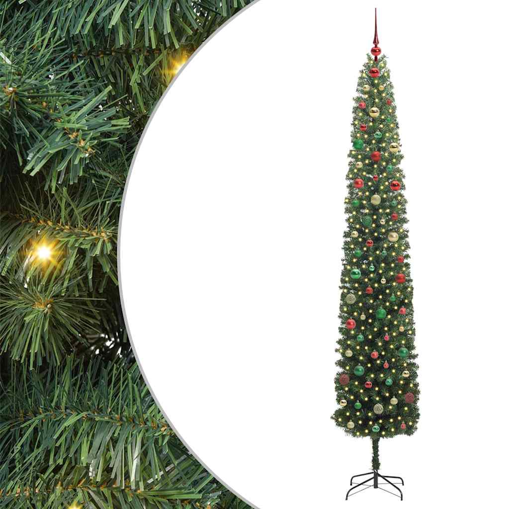 Kunstig juletre med 300 LED grønn 300 cm PVC og stål og plast
