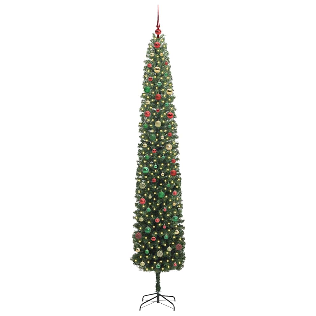 Kunstig juletre med 300 LED grønn 300 cm PVC og stål og plast