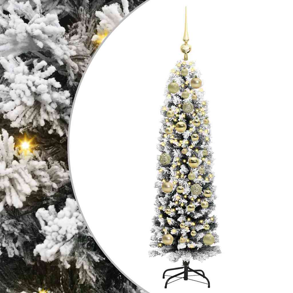 Kunstig juletre med 150 LED grønn 120 cm PVC og stål og plast