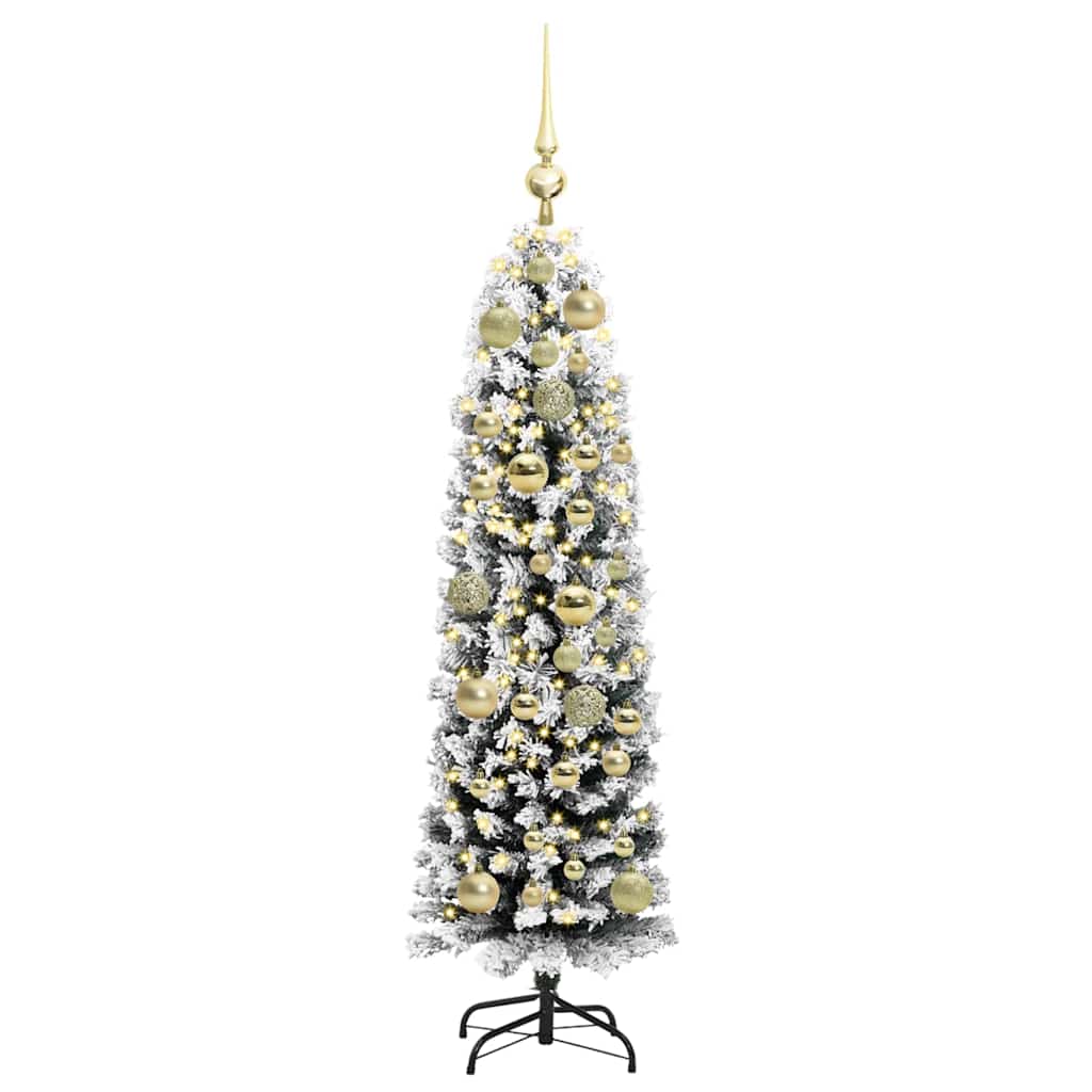 Kunstig juletre med 150 LED grønn 120 cm PVC og stål og plast
