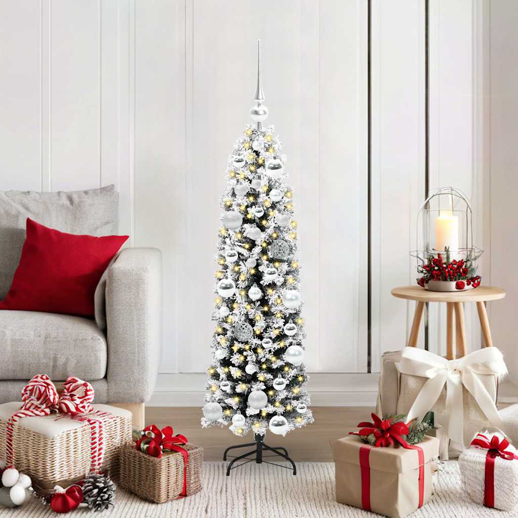 Kunstig juletre med 150 LED grønn 120 cm PVC og stål og plast