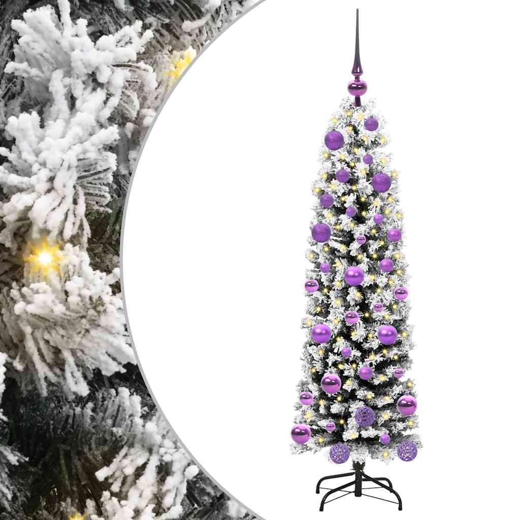 Kunstig juletre med 150 LED grønn 120 cm PVC og stål og plast