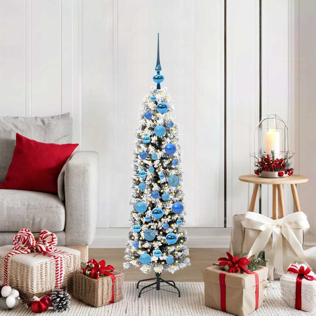 Kunstig juletre med 150 LED grønn 120 cm PVC og stål og plast