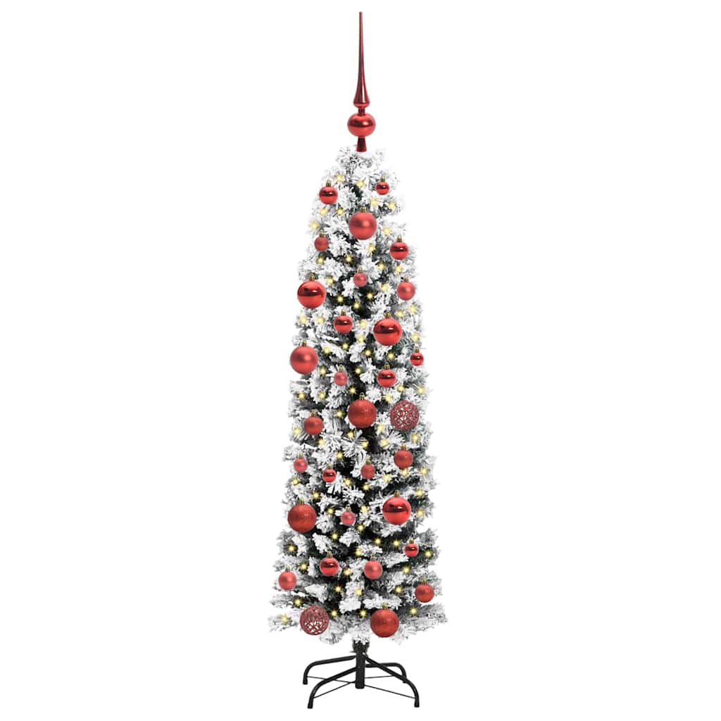 Kunstig juletre med 150 LED grønn 150 cm PVC og stål og plast