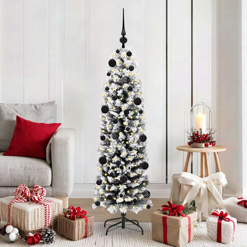 Kunstig juletre med 150 LED grønn 150 cm PVC og stål og plast