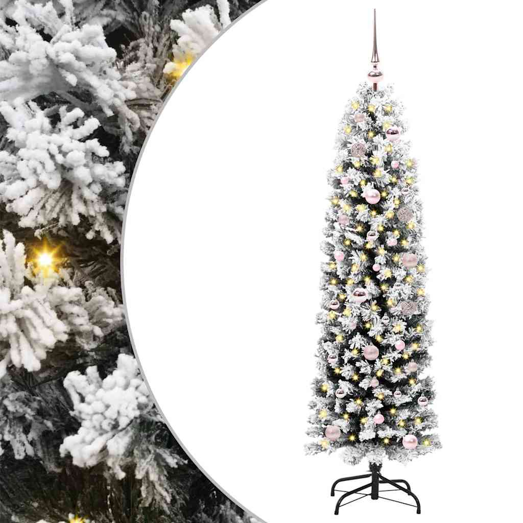 Kunstig juletre med 150 LED grønn 150 cm PVC og stål og plast