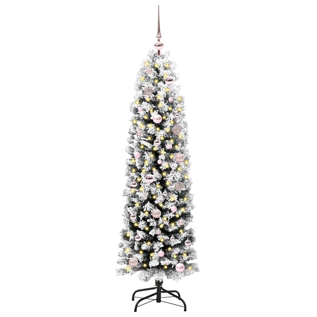 Kunstig juletre med 150 LED grønn 150 cm PVC og stål og plast