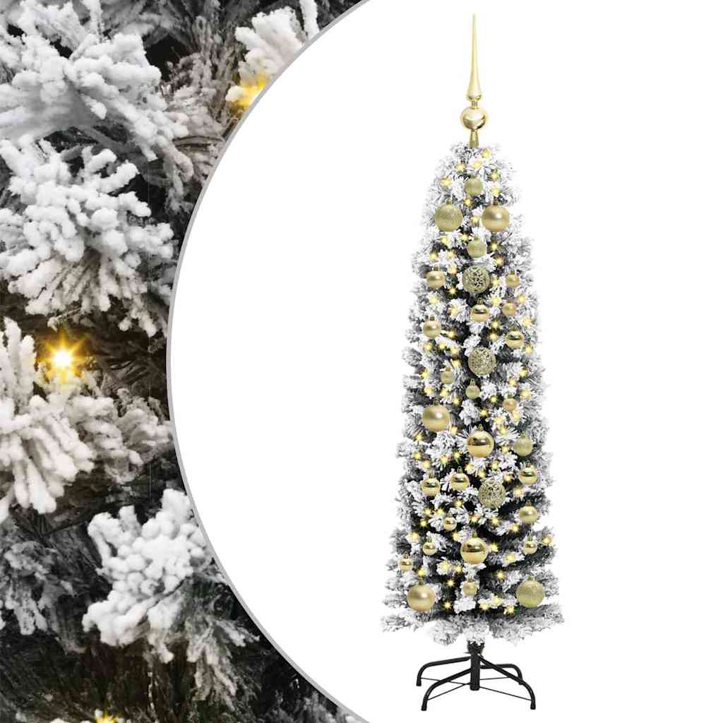 Kunstig juletre med 150 LED grønn 150 cm PVC og stål og plast