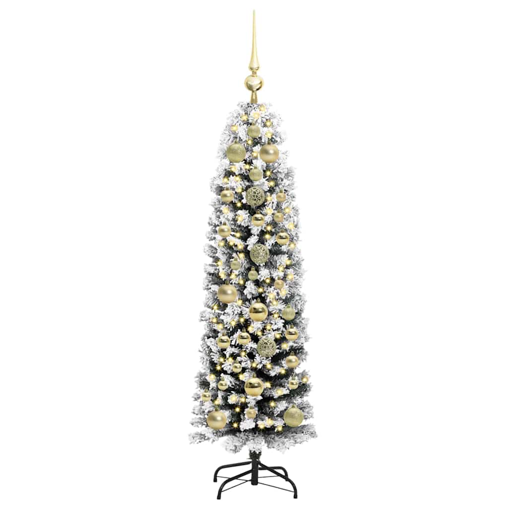 Kunstig juletre med 150 LED grønn 150 cm PVC og stål og plast