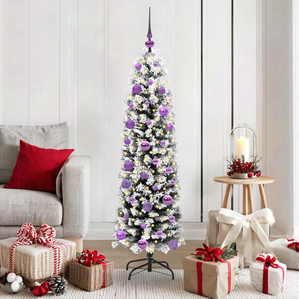 Kunstig juletre med 150 LED grønn 150 cm PVC og stål og plast