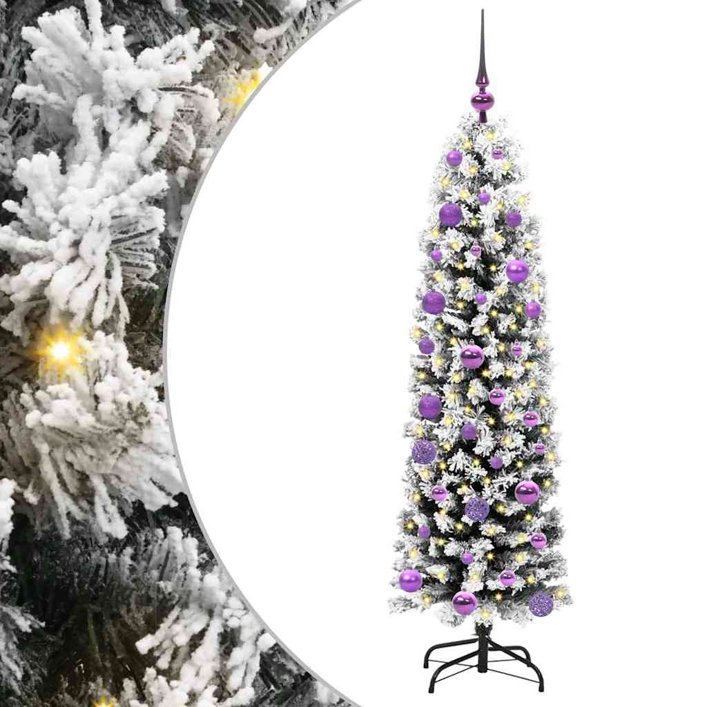 Kunstig juletre med 150 LED grønn 150 cm PVC og stål og plast
