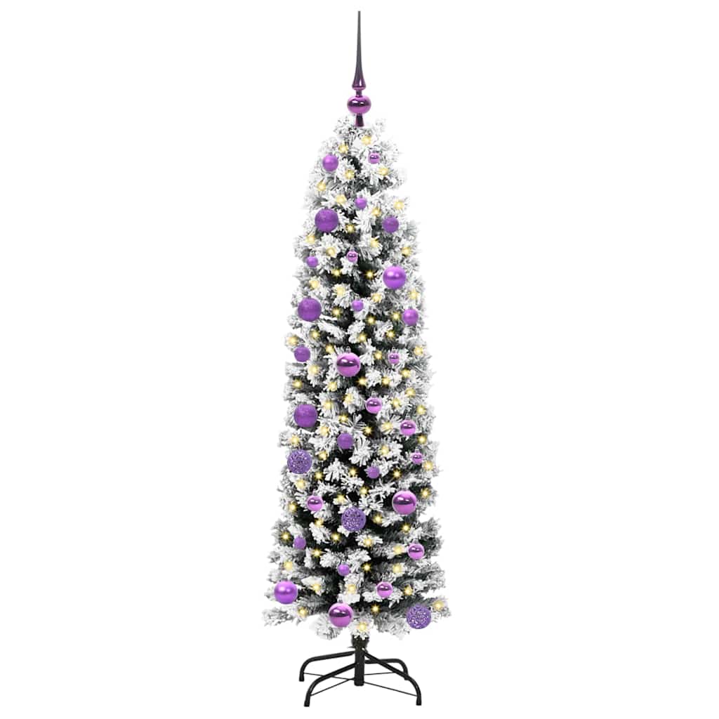 Kunstig juletre med 150 LED grønn 150 cm PVC og stål og plast