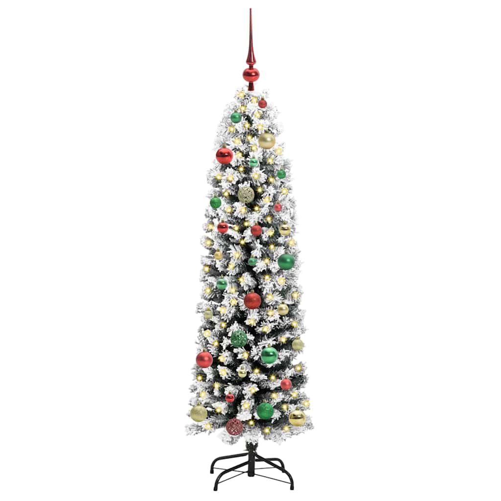 Kunstig juletre med 150 LED grønn 150 cm PVC og stål og plast
