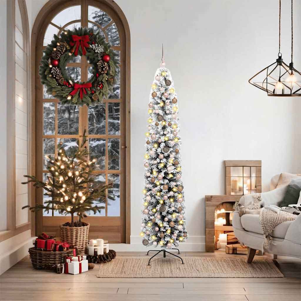 Kunstig juletre med 300 LED grønn 180 cm PVC og stål og plast