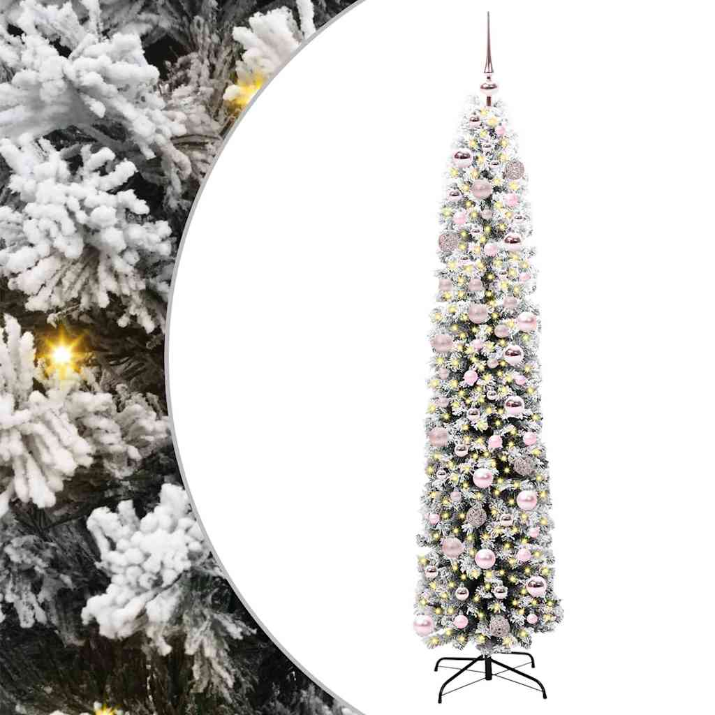 Kunstig juletre med 300 LED grønn 180 cm PVC og stål og plast