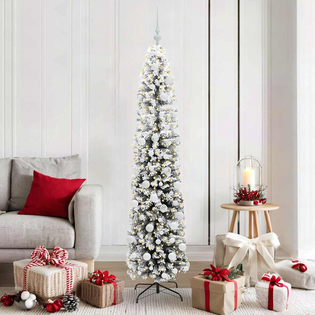 Kunstig juletre med 300 LED grønn 180 cm PVC og stål og plast