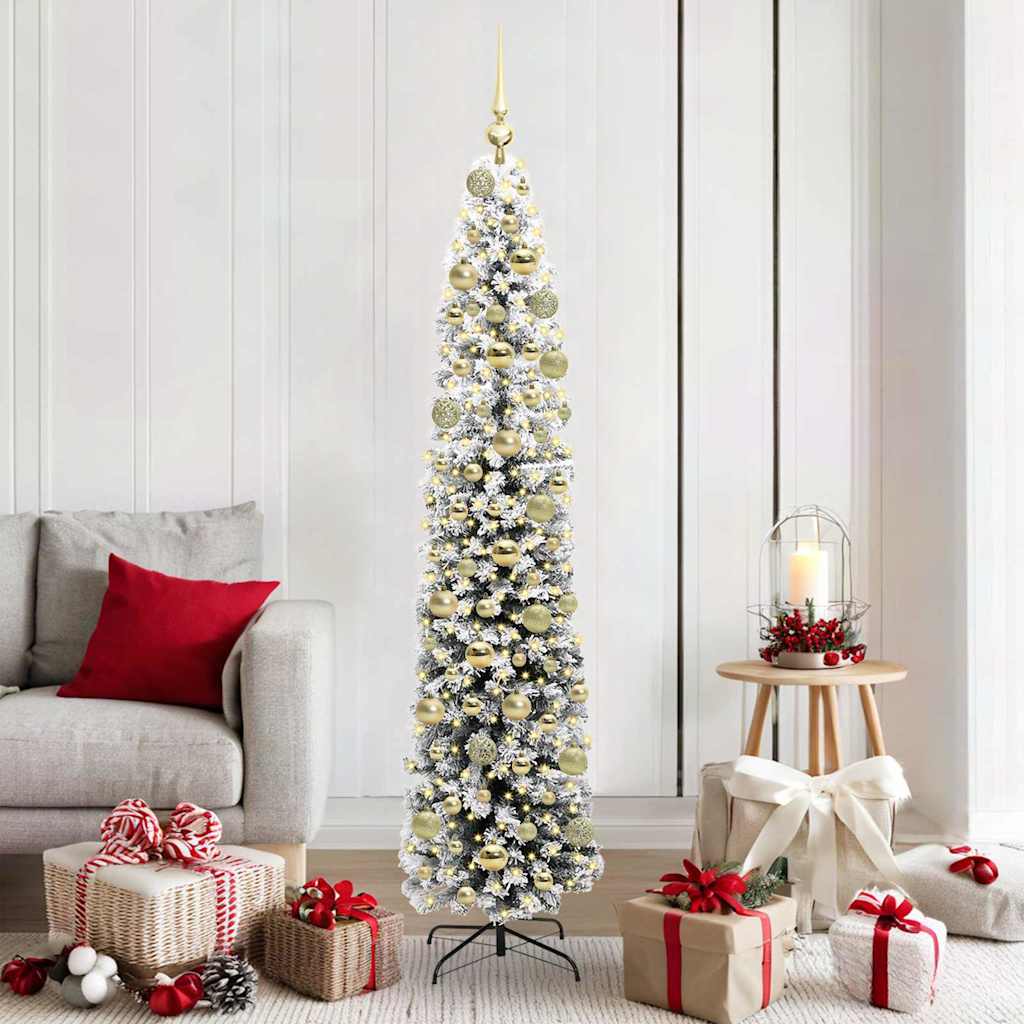 Kunstig juletre med 300 LED grønn 180 cm PVC og stål og plast