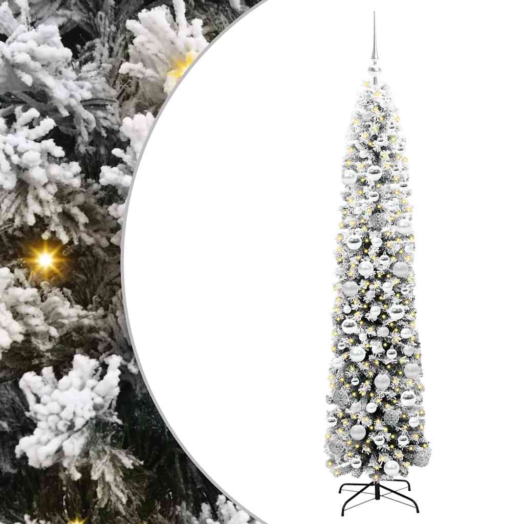 Kunstig juletre med 300 LED grønn 180 cm PVC og stål og plast