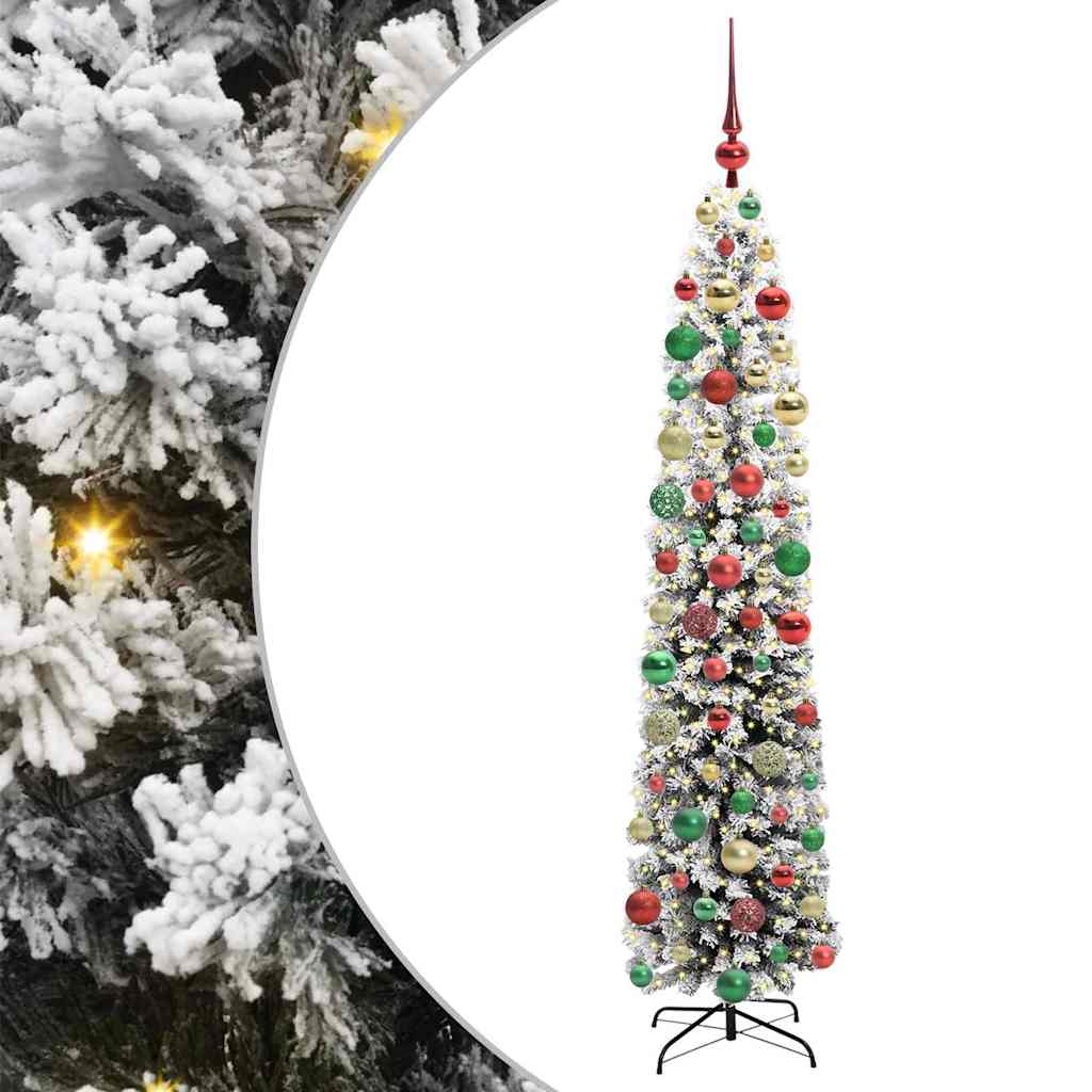Kunstig juletre med 300 LED grønn 180 cm PVC og stål og plast