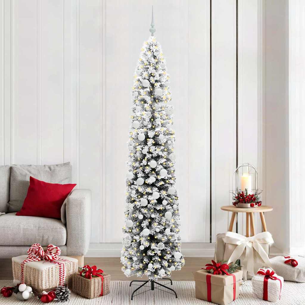 Kunstig juletre med 300 LED grønn 210 cm PVC og stål og plast