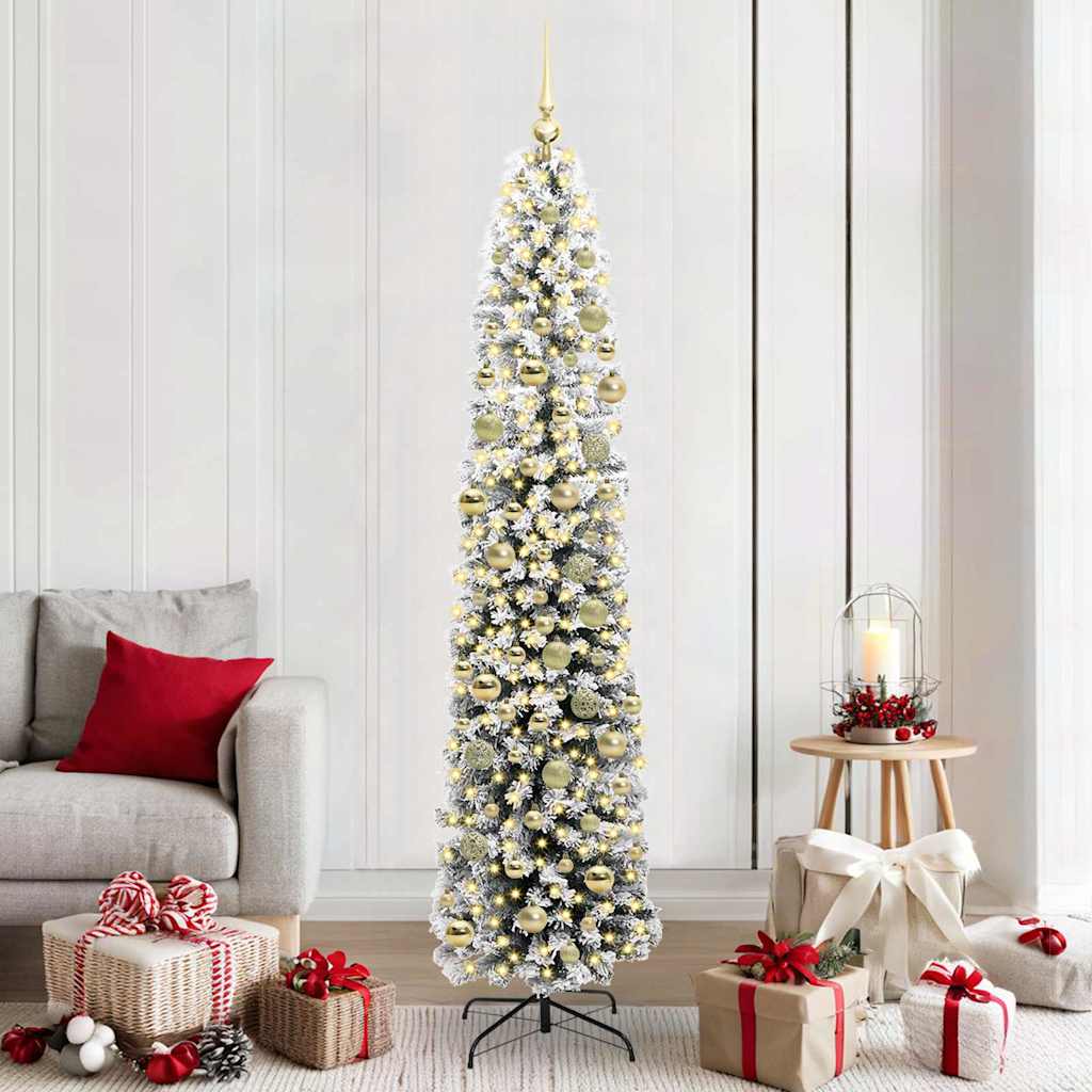 Kunstig juletre med 300 LED grønn 210 cm PVC og stål og plast