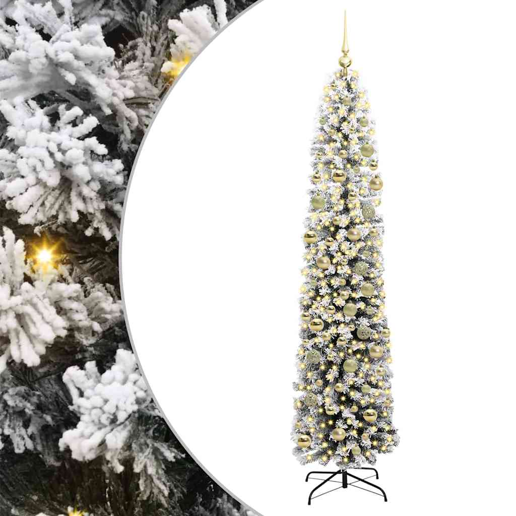 Kunstig juletre med 300 LED grønn 210 cm PVC og stål og plast