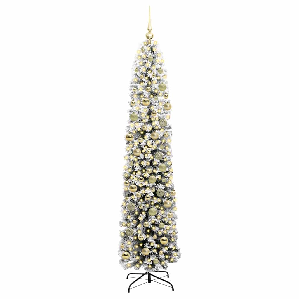 Kunstig juletre med 300 LED grønn 210 cm PVC og stål og plast