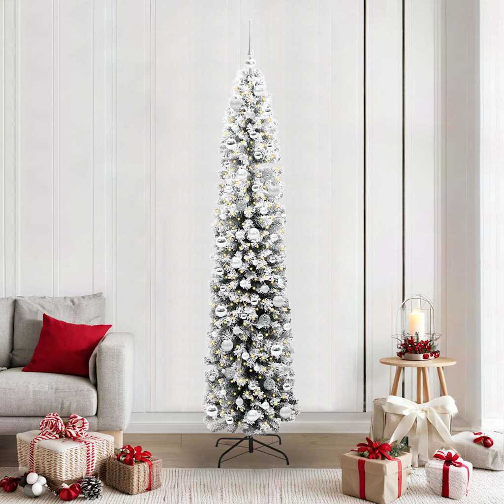 Kunstig juletre med 300 LED grønn 210 cm PVC og stål og plast